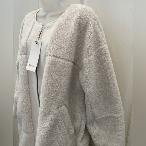 NEW wTag-LULULEMON Collarless Textured Fleece Full Zip Jacket 12 - Picture 2 of 4